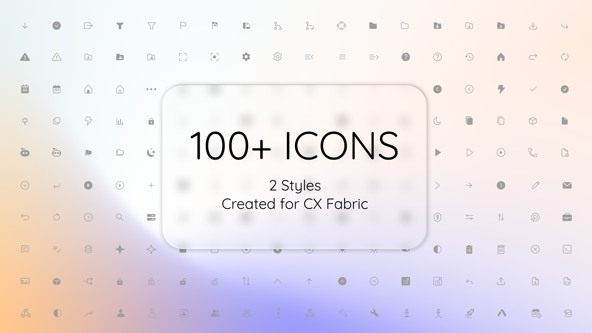 CXFabric icon library displaying more than 100 interface icons in two styles